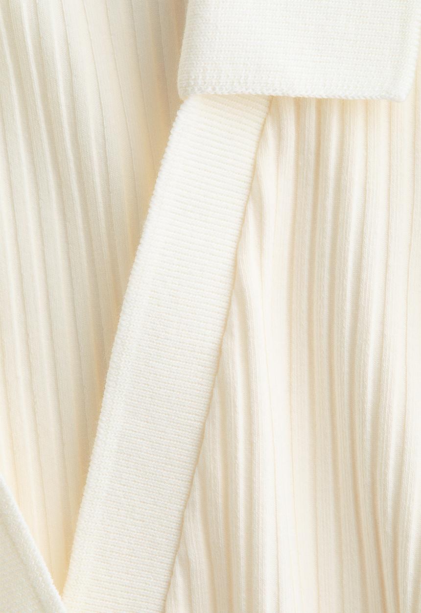 H&M - Ribbed collared top - white