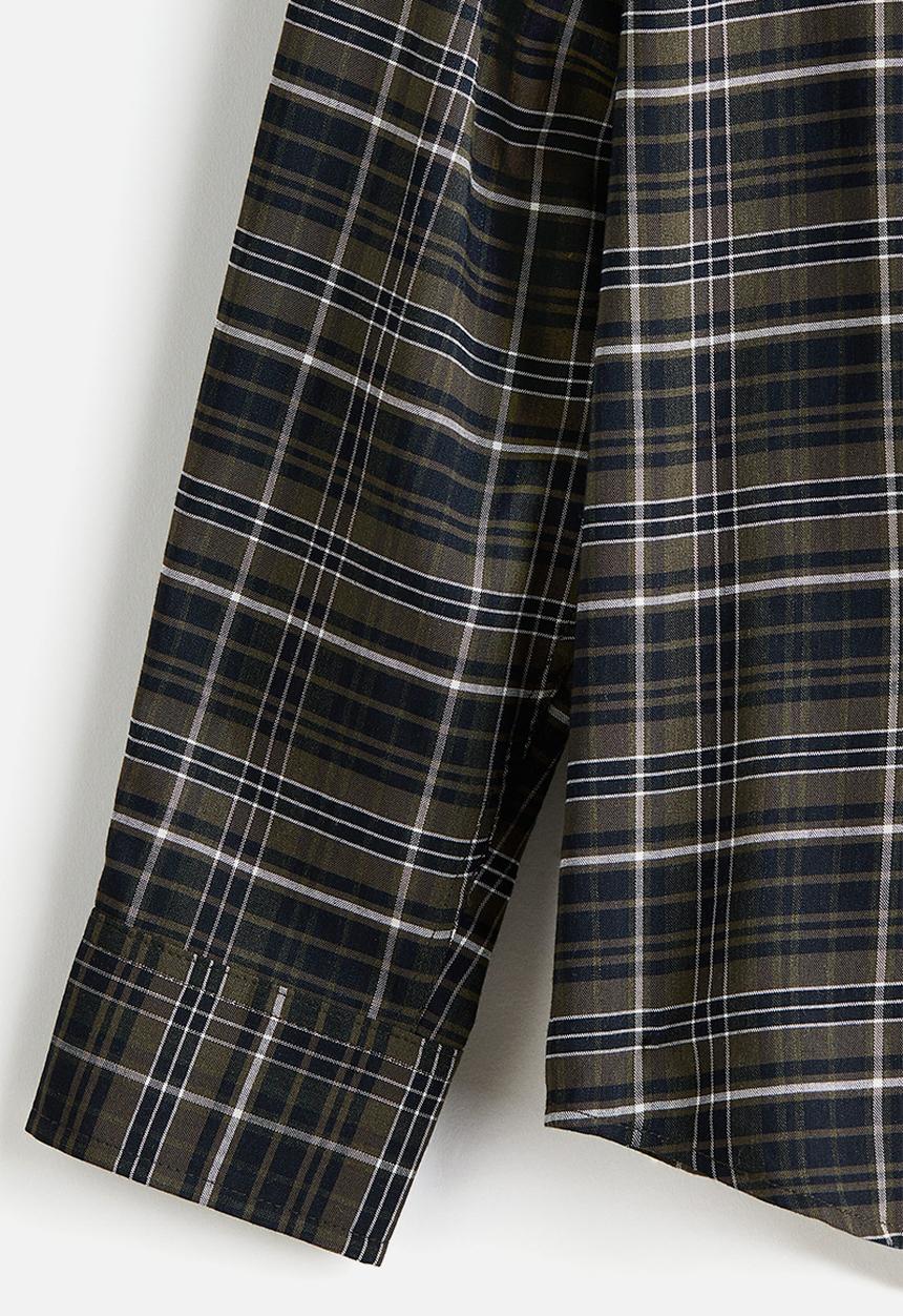 H&M - Relaxed fit shirt - khaki green/checked 