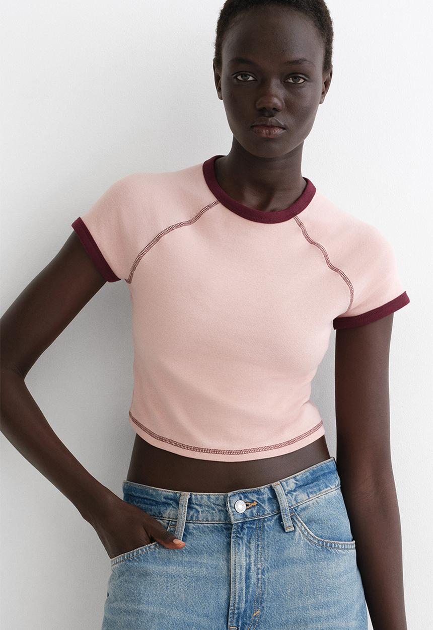H&M - Cropped t-shirt - light pink