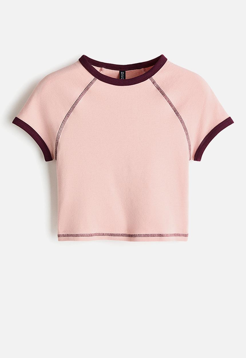 H&M - Cropped t-shirt - light pink