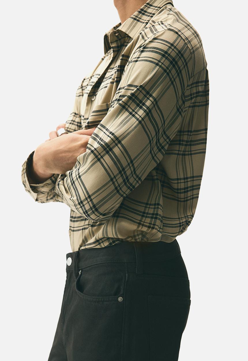 H&M - Relaxed fit shirt -  beige/black checked 