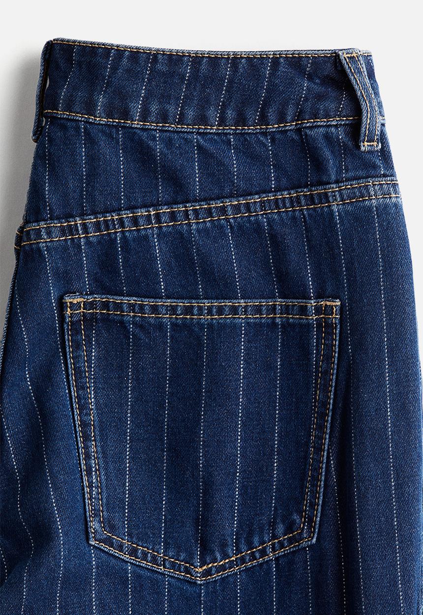 H&M - Wide ultra high turn-up jeans - denim blue pinstriped