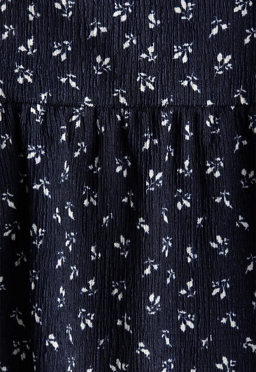 H&M - Textured jersey top - navy blue floral