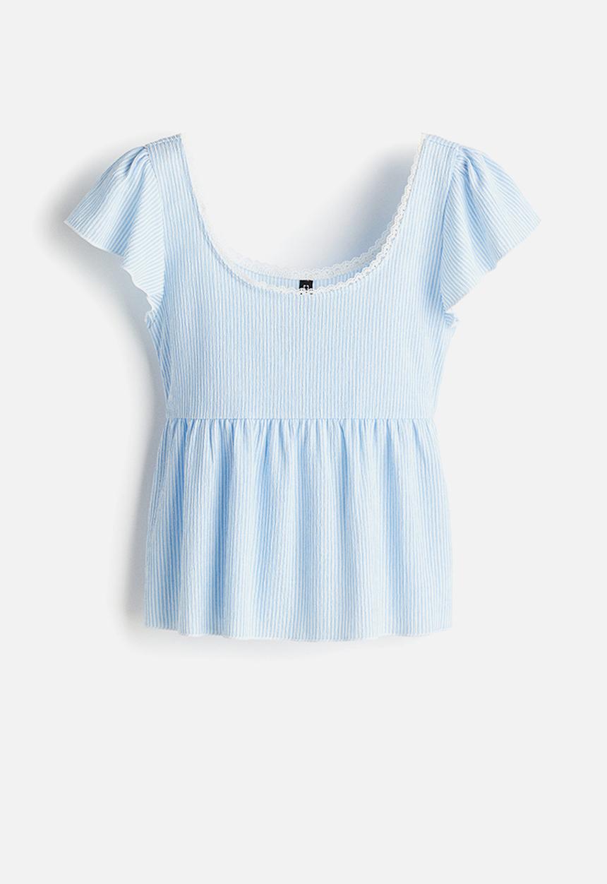 H&M - Textured jersey top - blue