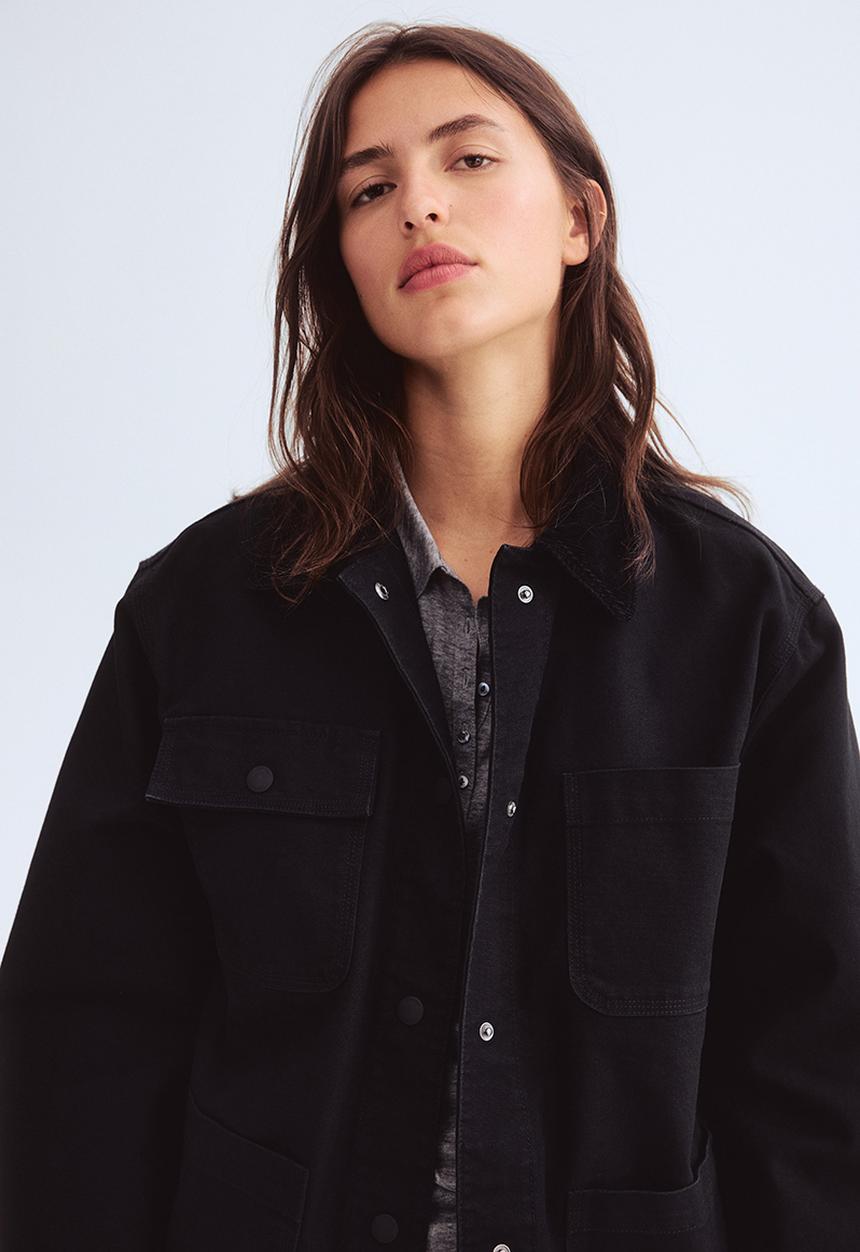 H&M - Corduroy-collar jacket - black