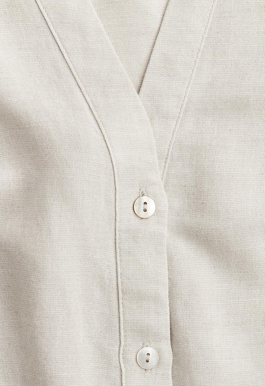 H&M - Sleeveless linen-blend blouse -  light beige