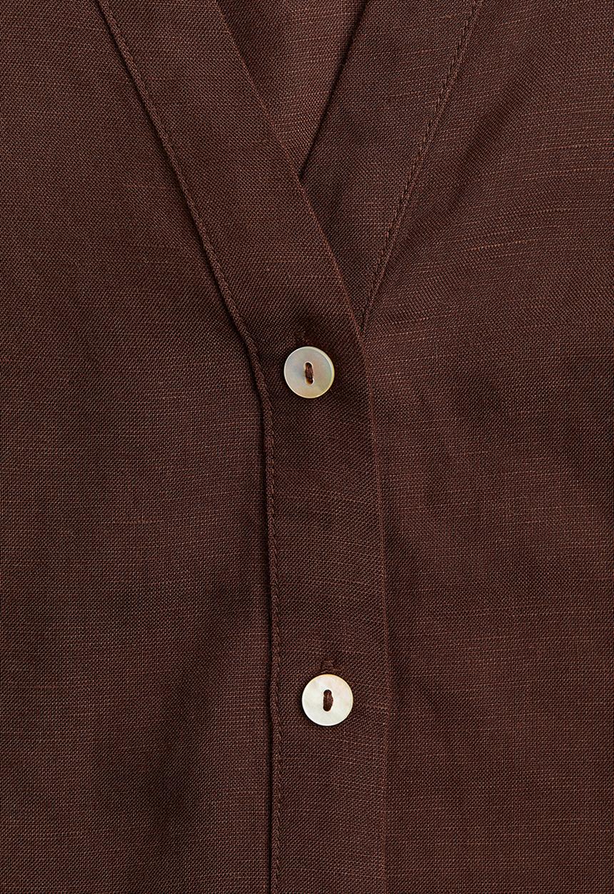H&M - Sleeveless linen-blend blouse - dark brown