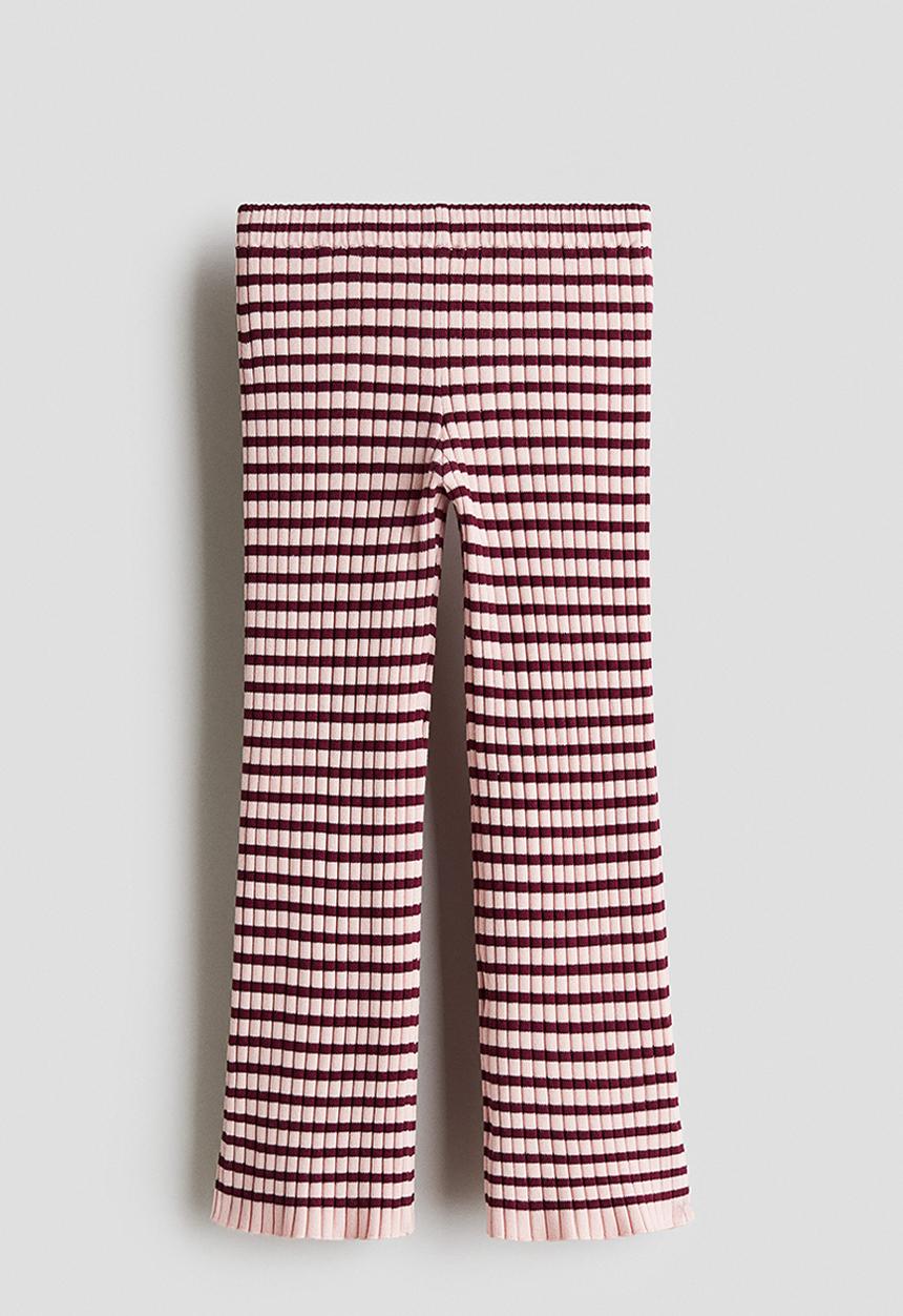 H&M - Ribbed leggings - light pink & red striped 