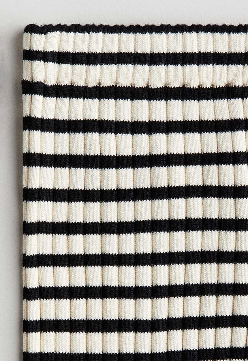 H&M - Ribbed leggings - cream & black striped
