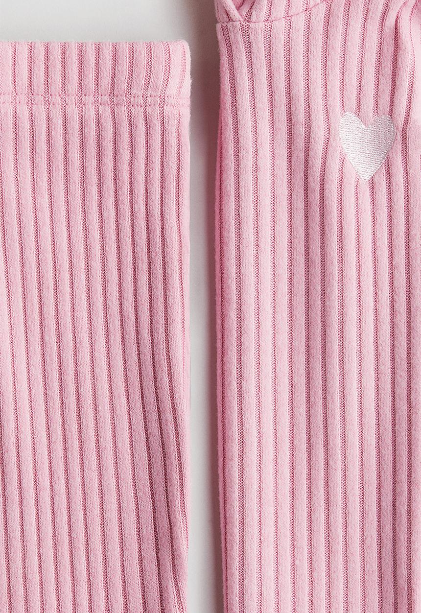 H&M - 2 piece brushed rib-knit set - pink heart
