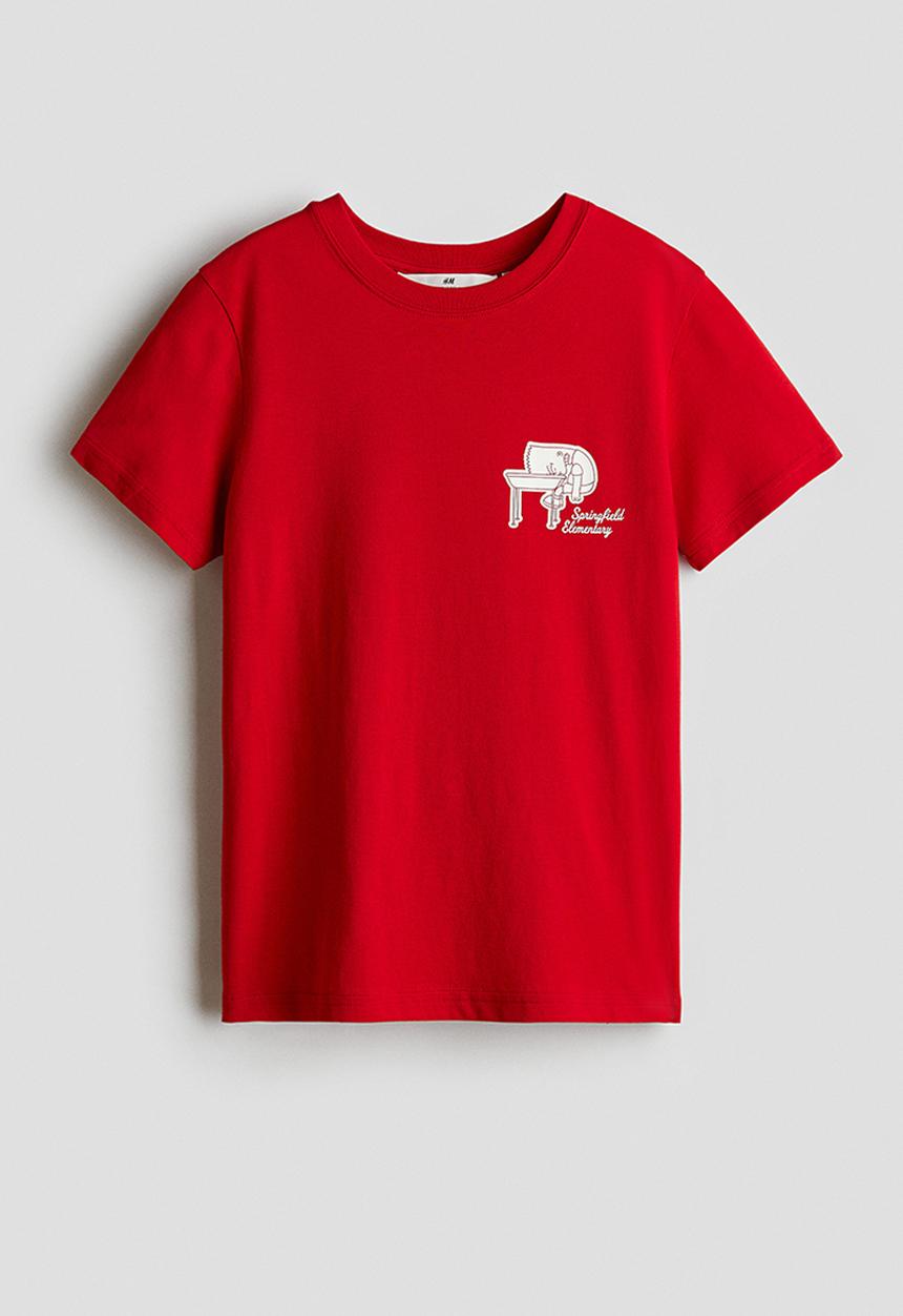 H&M - Print-motif cotton t-shirt - red the simpsons