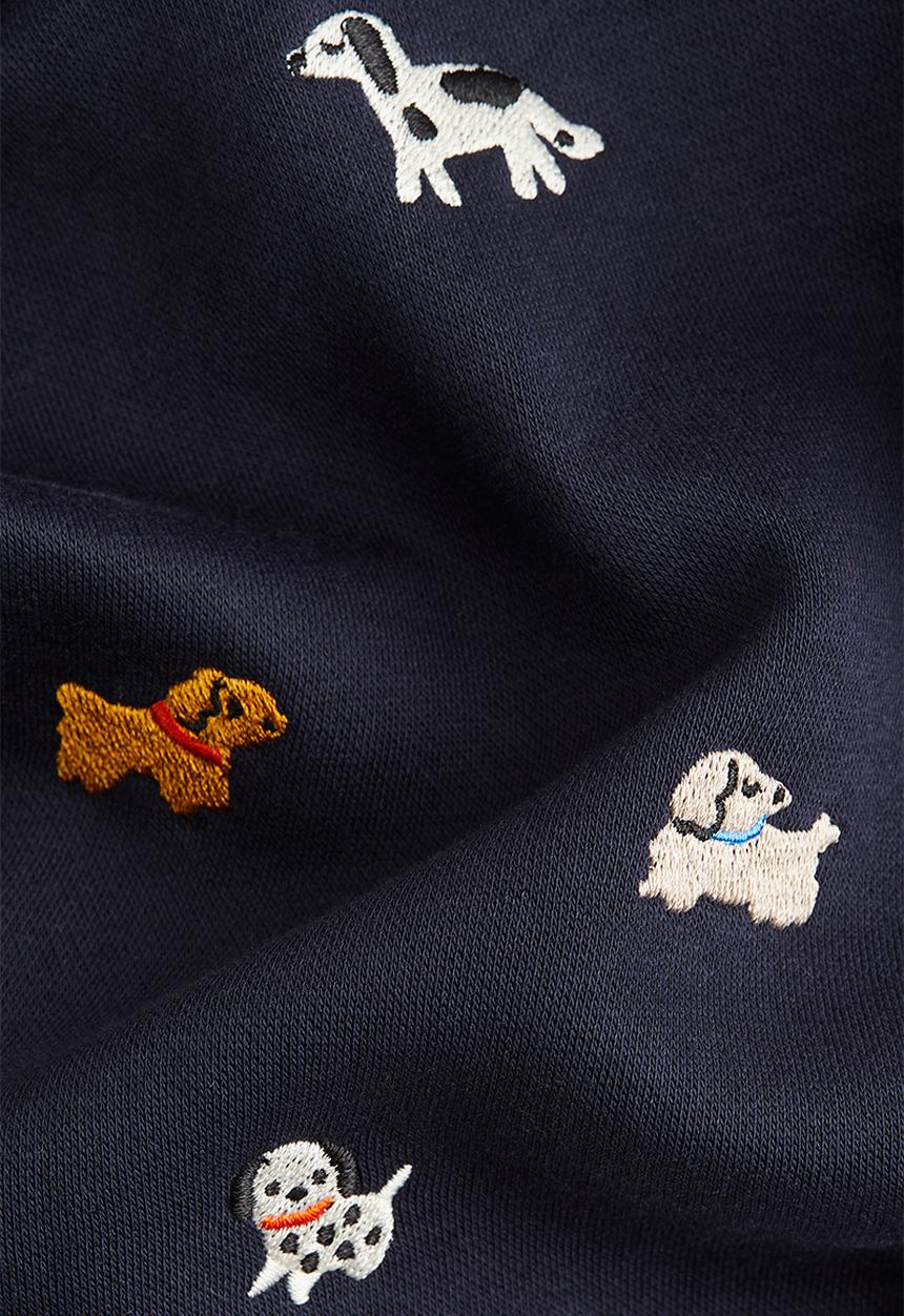 H&M - Motif-detail brushed-inside sweatshirt - navy blue dogs