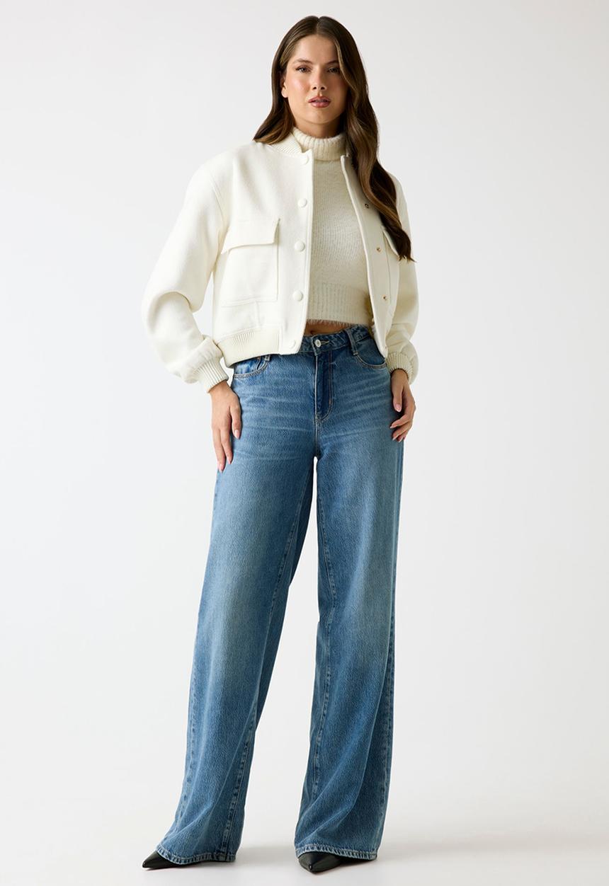 GUESS - Eco Lorenza Wool Blend Jacket - Cream White