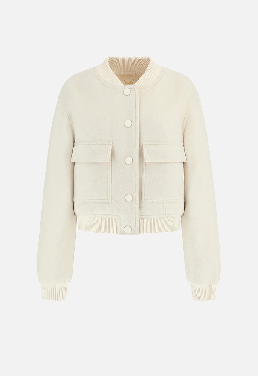 GUESS - Eco Lorenza Wool Blend Jacket - Cream White
