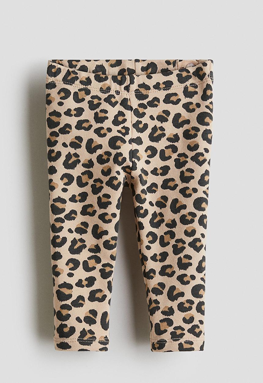 H&M - Printed brushed-inside leggings - beige & leopard print