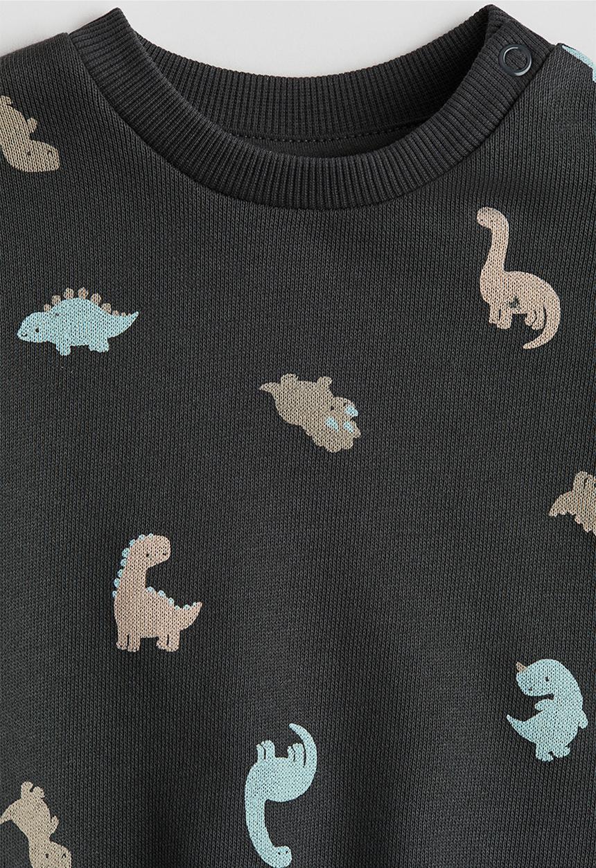 H&M - Printed sweatshirt - dark grey/dinosaurs