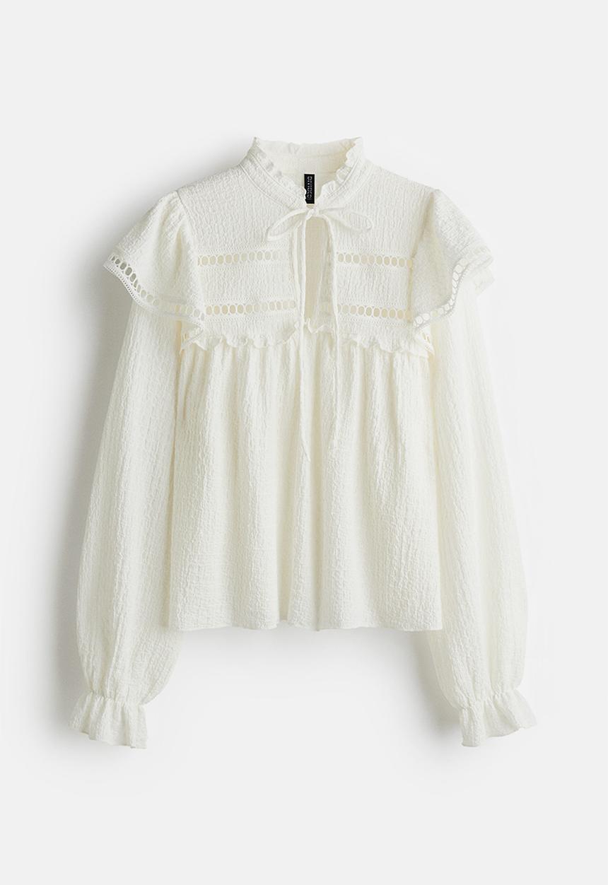 H&M - Textured jersey blouse - cream
