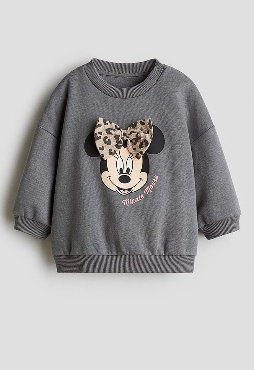 H&M - Printed brushed-inside sweatshirt - dark grey minnie mouse