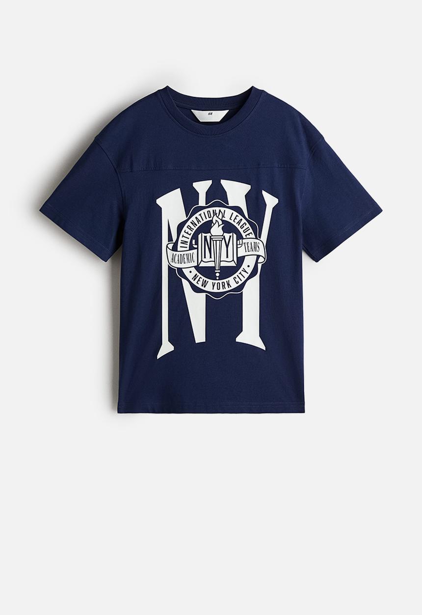 H&M - Oversized printed T-shirt - navy blue/ny