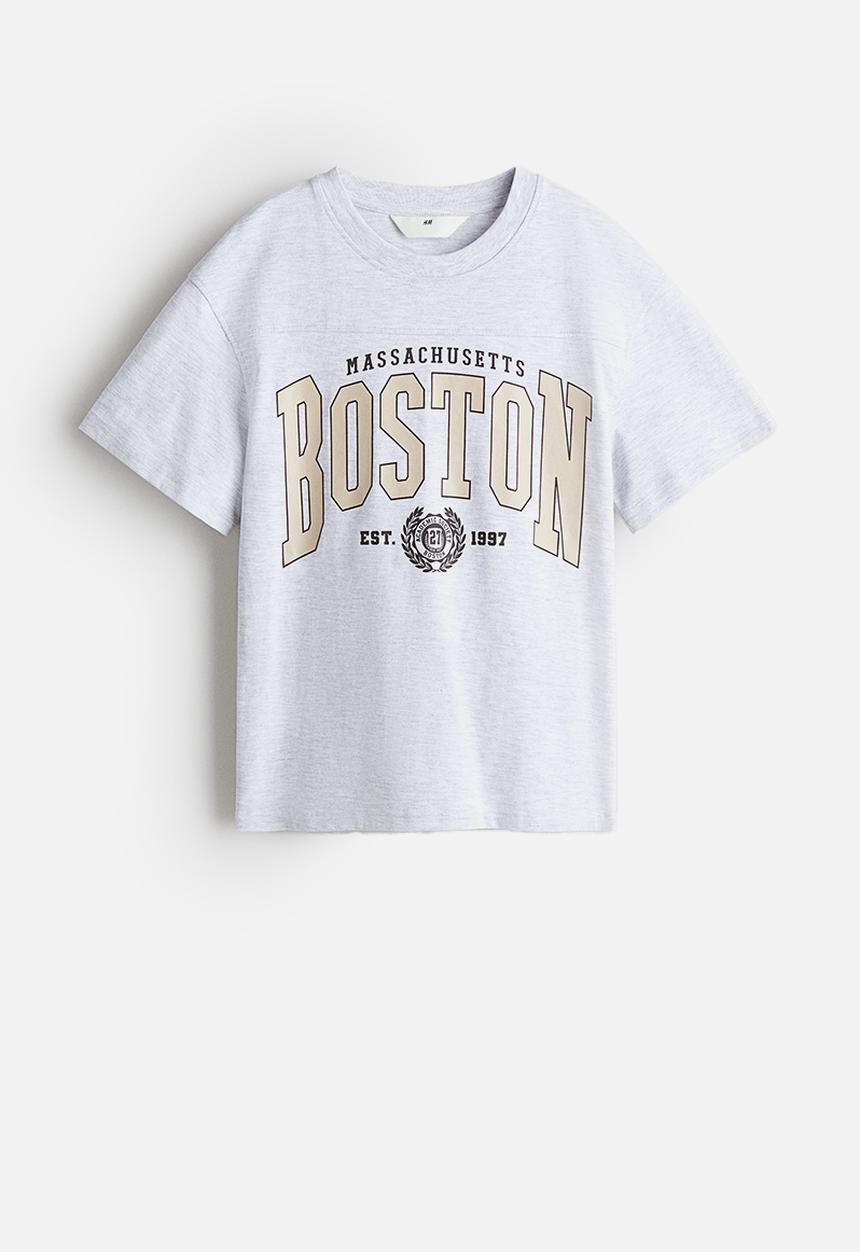 H&M - Oversized printed T-shirt - grey marl/boston