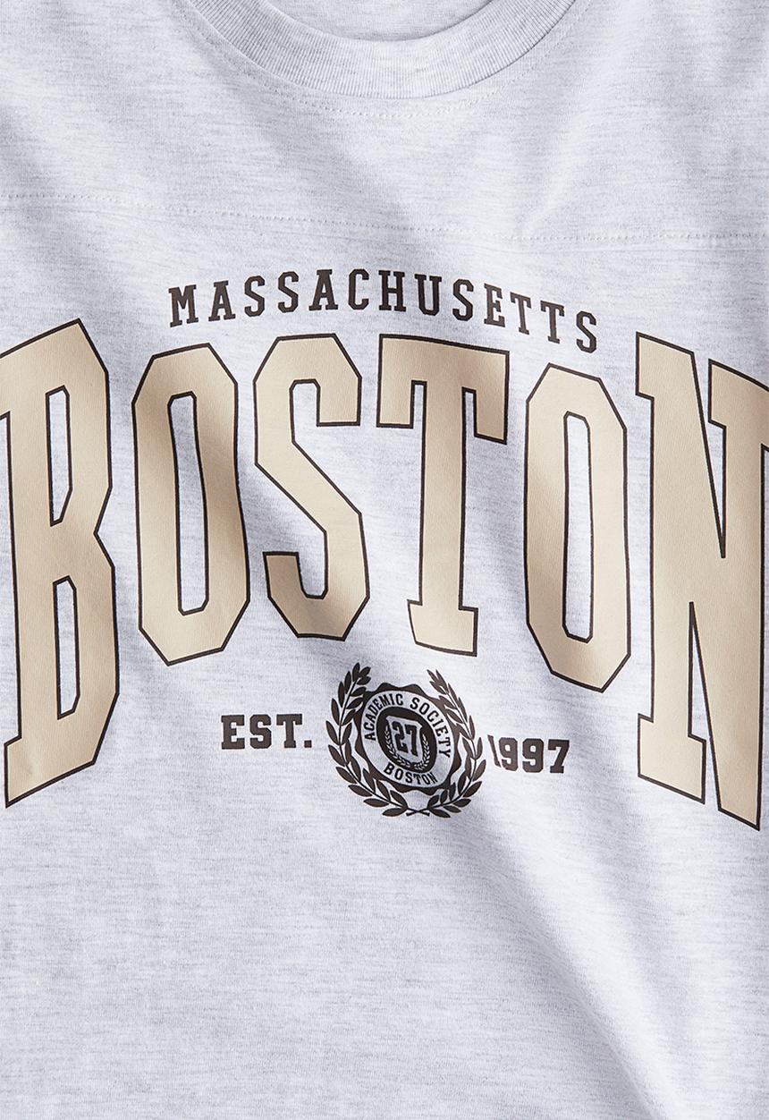 H&M - Oversized printed T-shirt - grey marl/boston