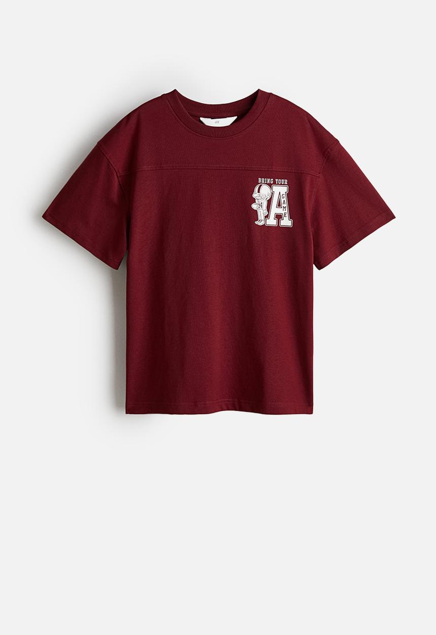 H&M - Oversized printed T-shirt - dark red/a game