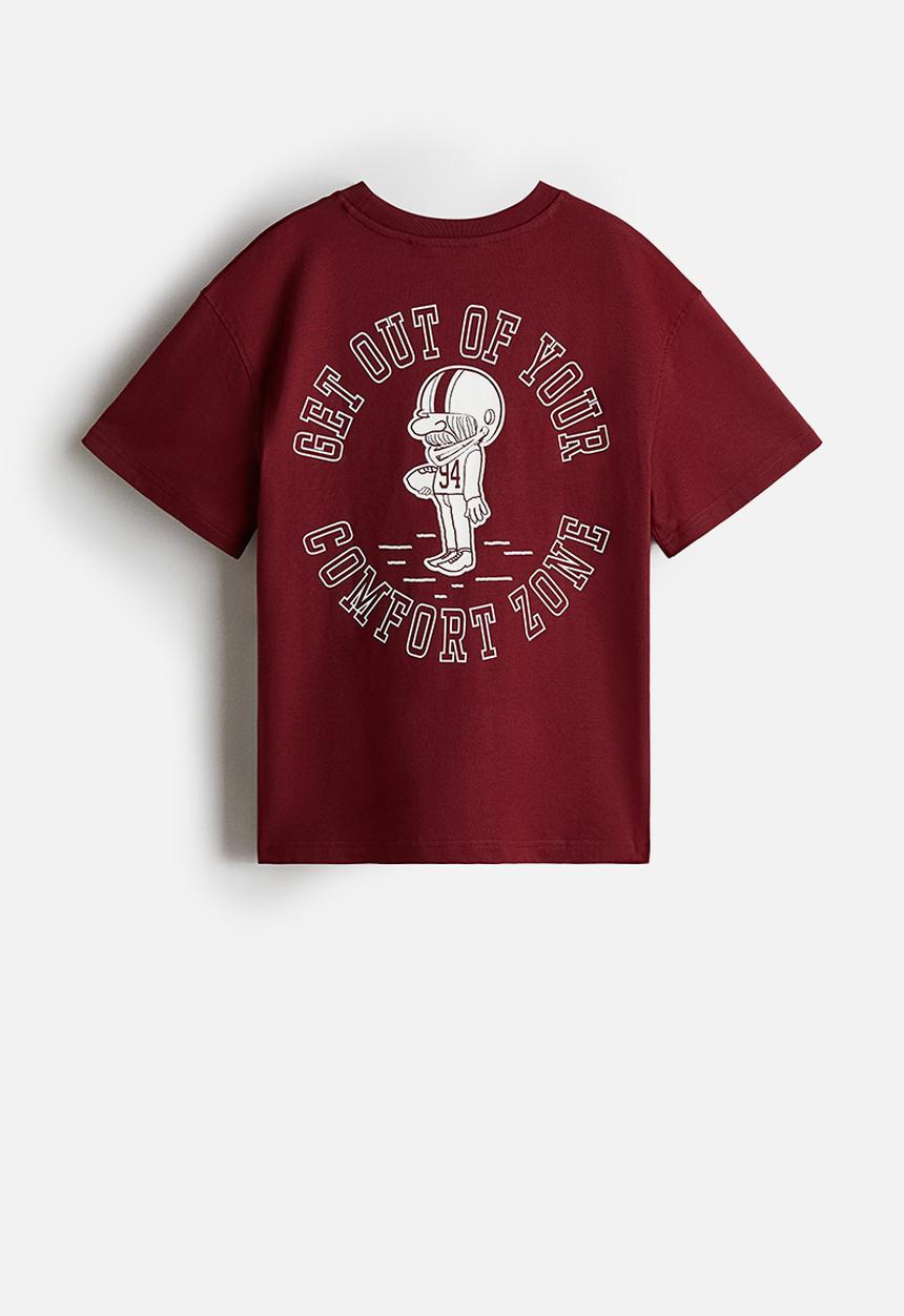 H&M - Oversized printed T-shirt - dark red/a game