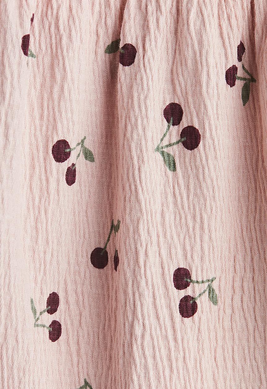 H&M - Crinkled cotton dress - light pink/cherries