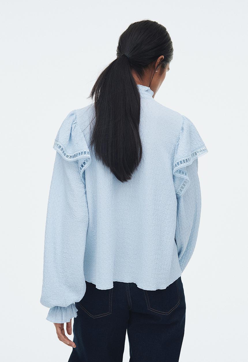 H&M - Textured jersey blouse - light blue 