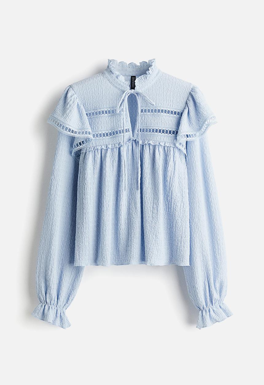 H&M - Textured jersey blouse - light blue 