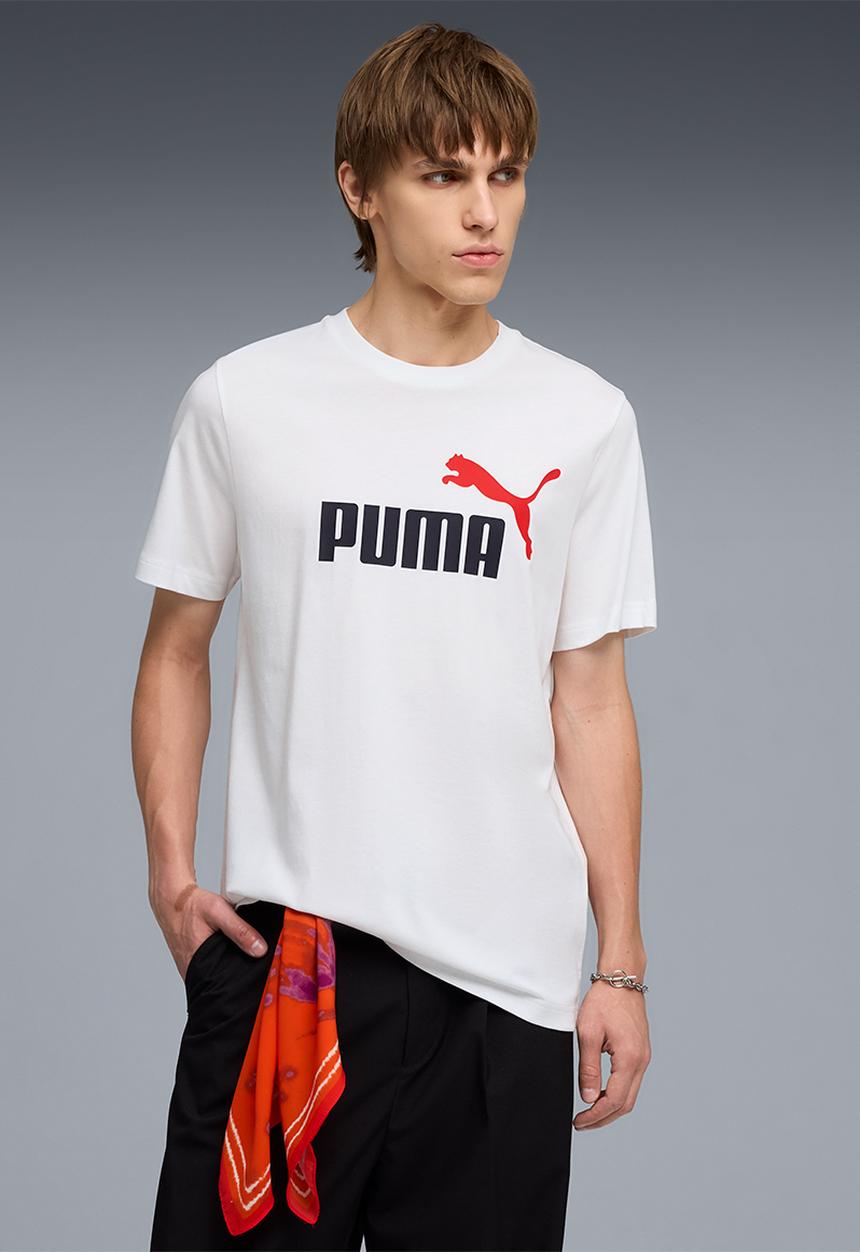 PUMA - ESS 2 Colour No. 1 Logo Tee - PUMA White-red