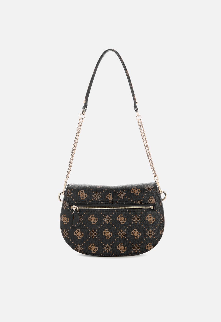 GUESS - Carrie logo flap shoulder bag- espresso logo