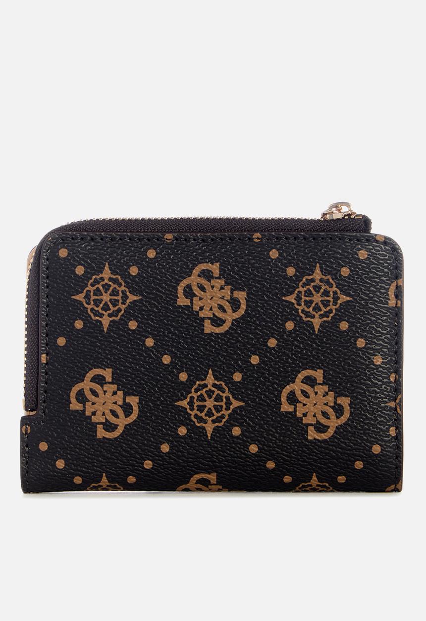 GUESS - Carrie logo sling zip card case- espresso logo