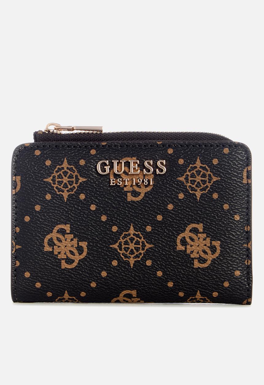 GUESS - Carrie logo sling zip card case- espresso logo