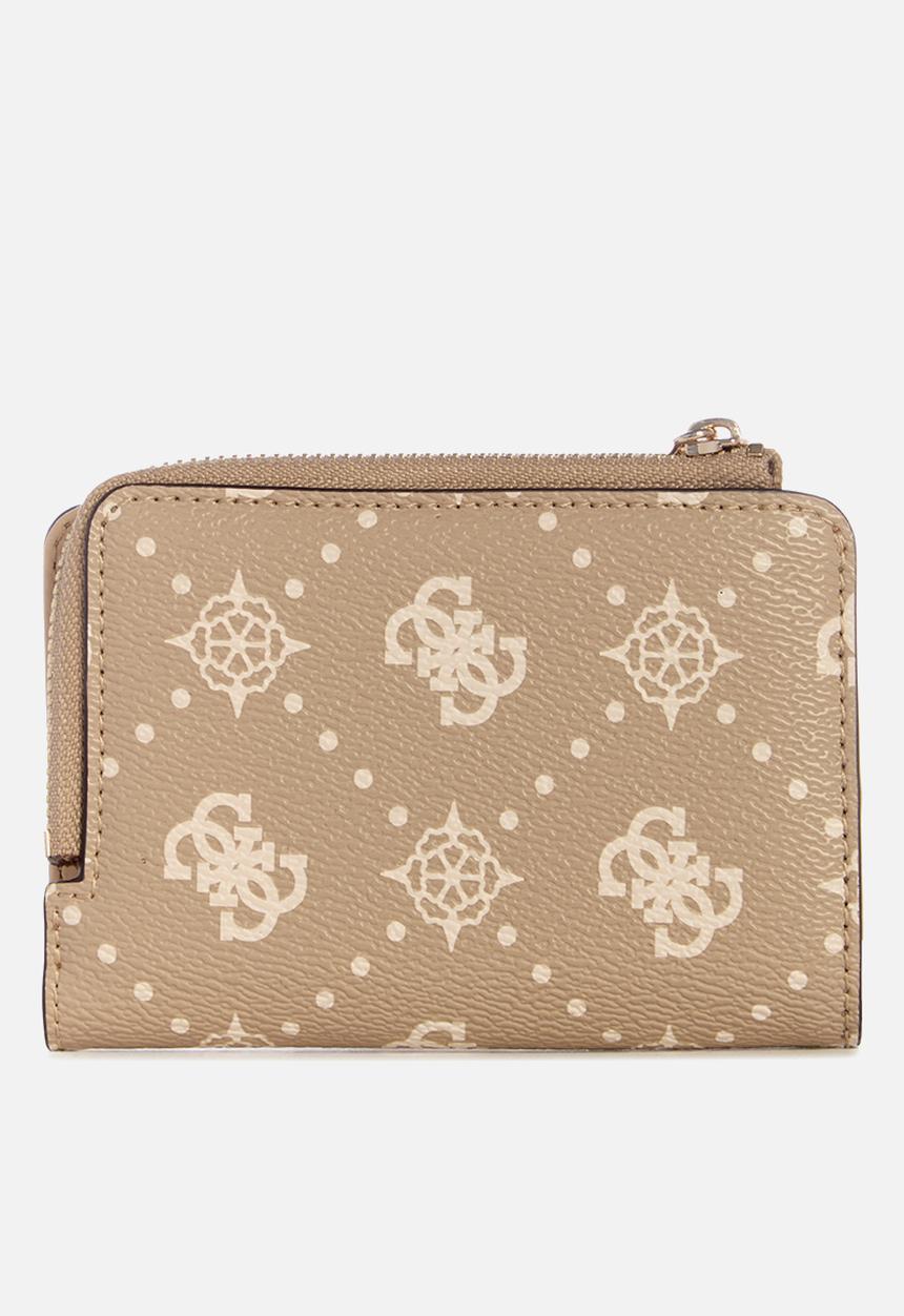 GUESS - Carrie logo sling zip card case- biscotti logo