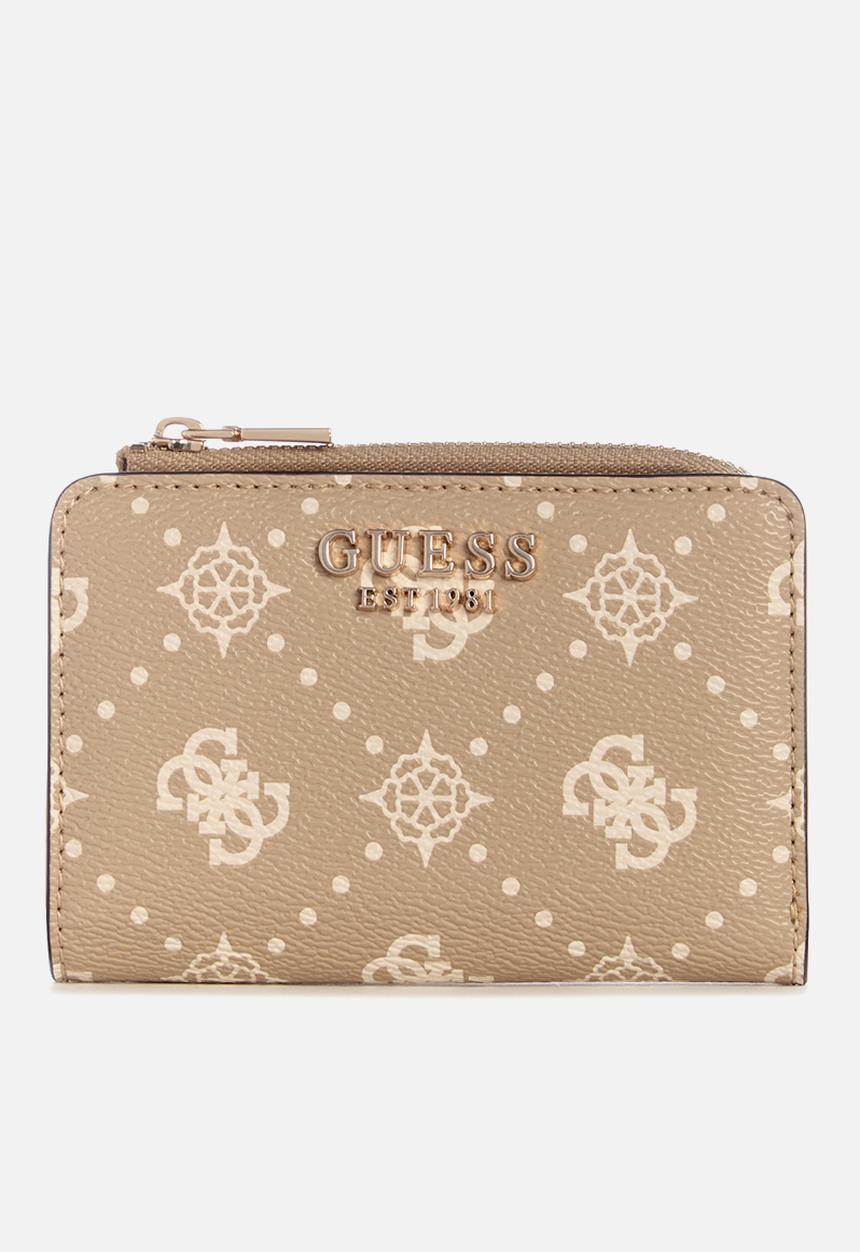 GUESS - Carrie logo sling zip card case- biscotti logo