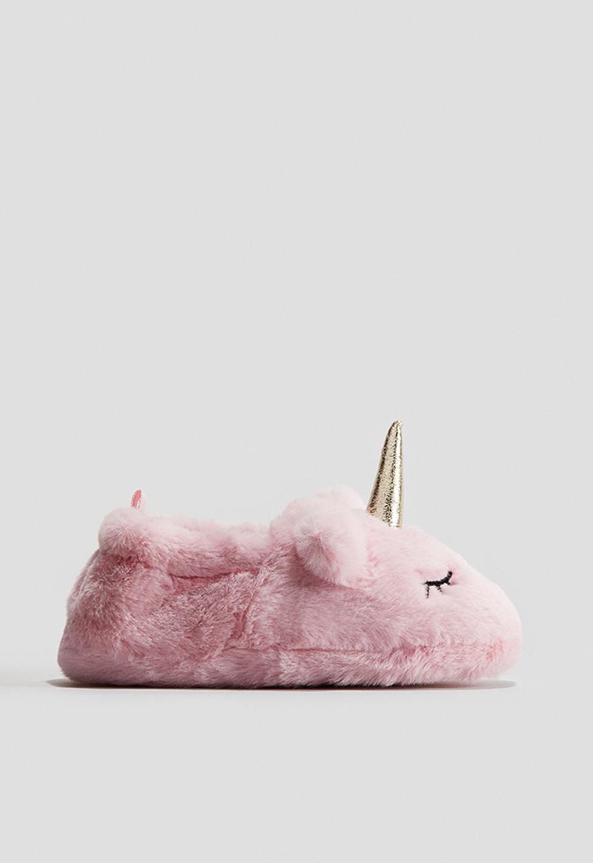 H&M - Soft appliquéd slippers - light pink/unicorns 