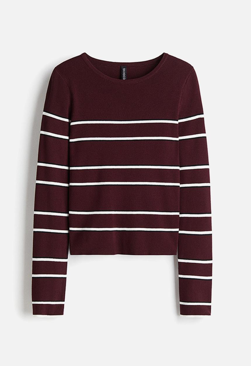 H&M - Long-sleeved jumper -  burgundy/white striped