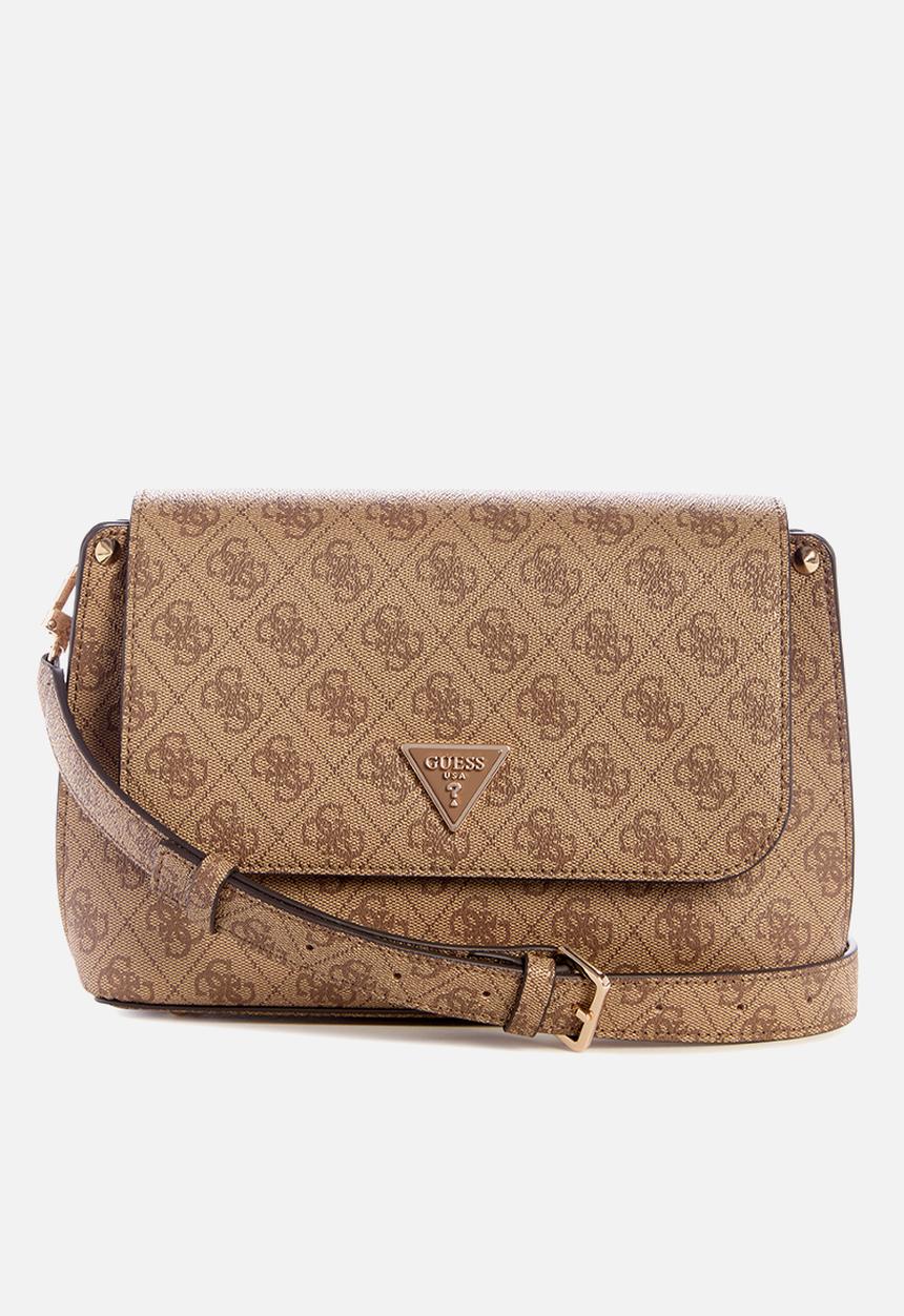 GUESS - Meridian ii flap crossbody bag- latte logo