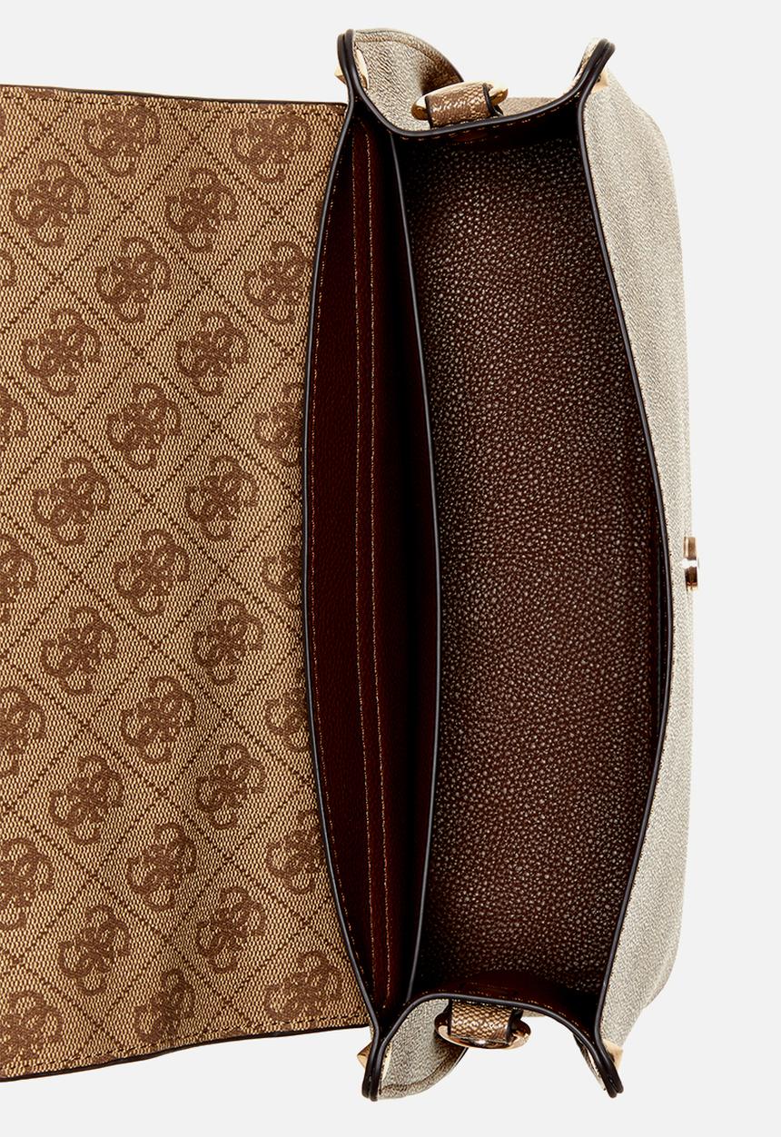 GUESS - Meridian ii flap crossbody bag- latte logo