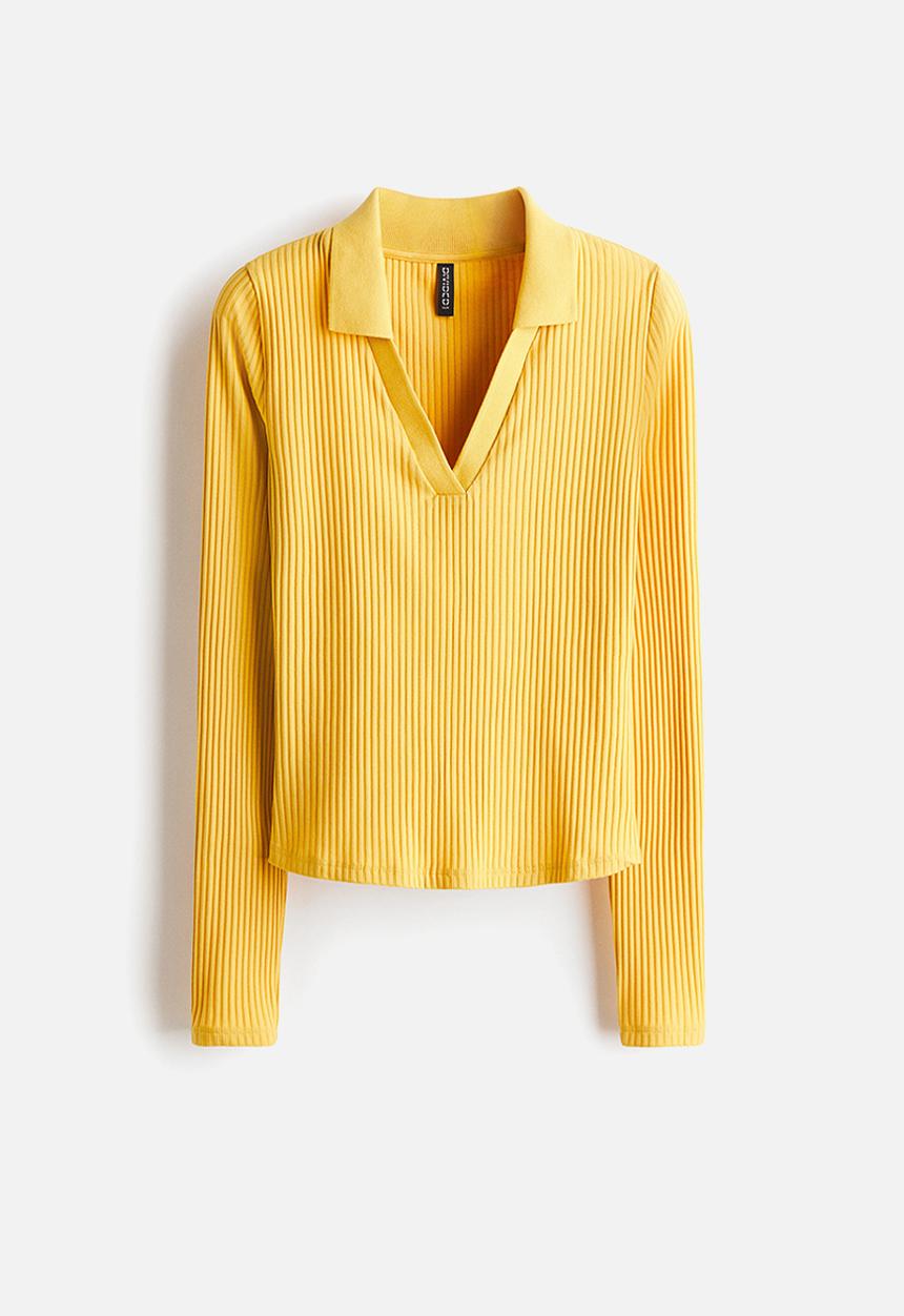 H&M - Ribbed collared top - yellow