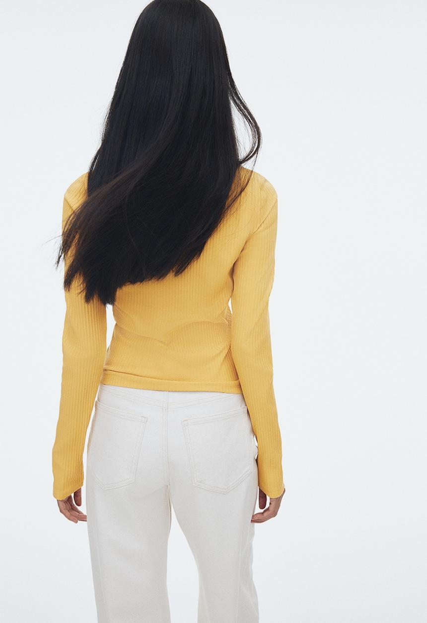 H&M - Ribbed collared top - yellow