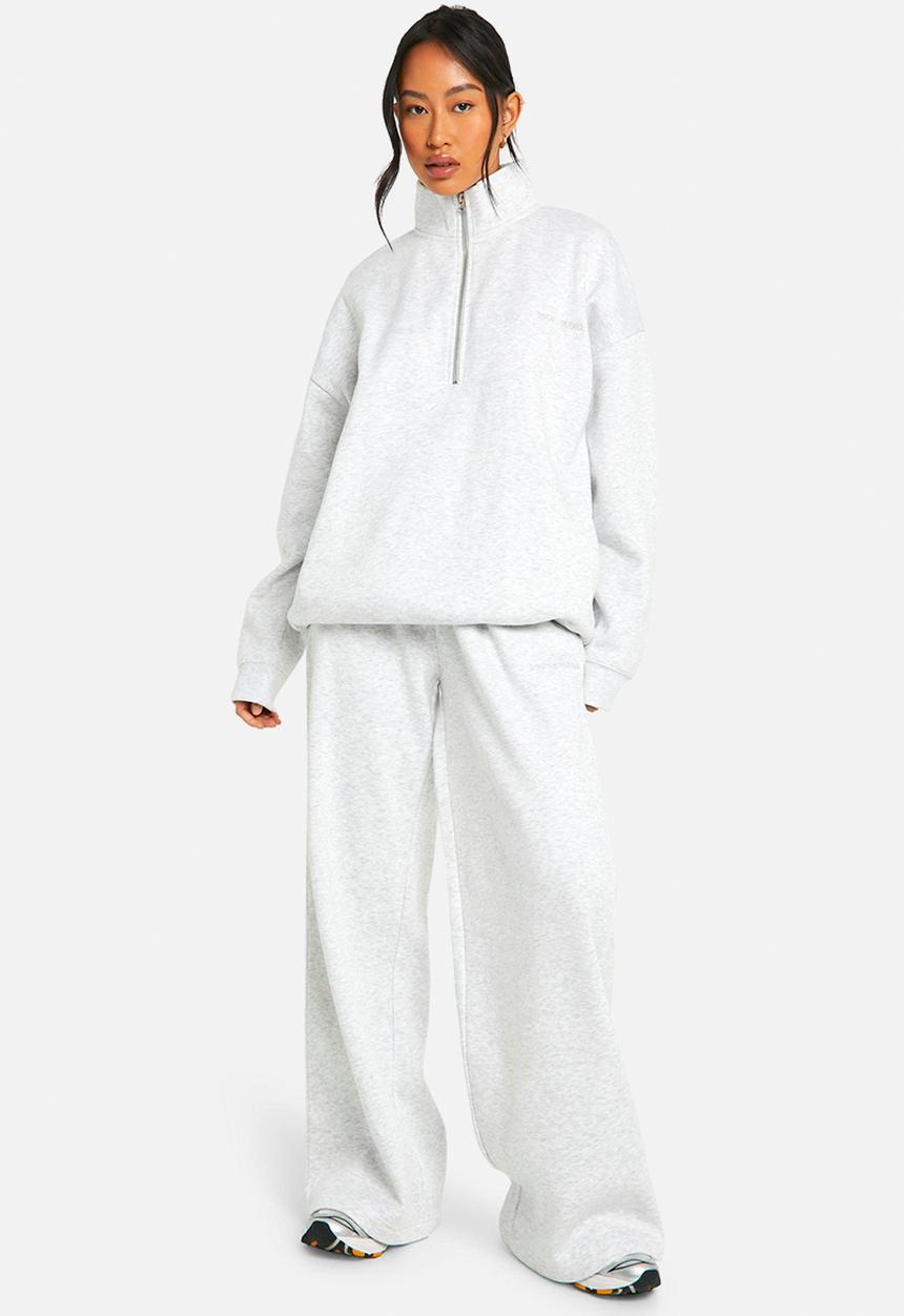 boohoo - Dsgn studio embroidered wide leg jogger - ash grey