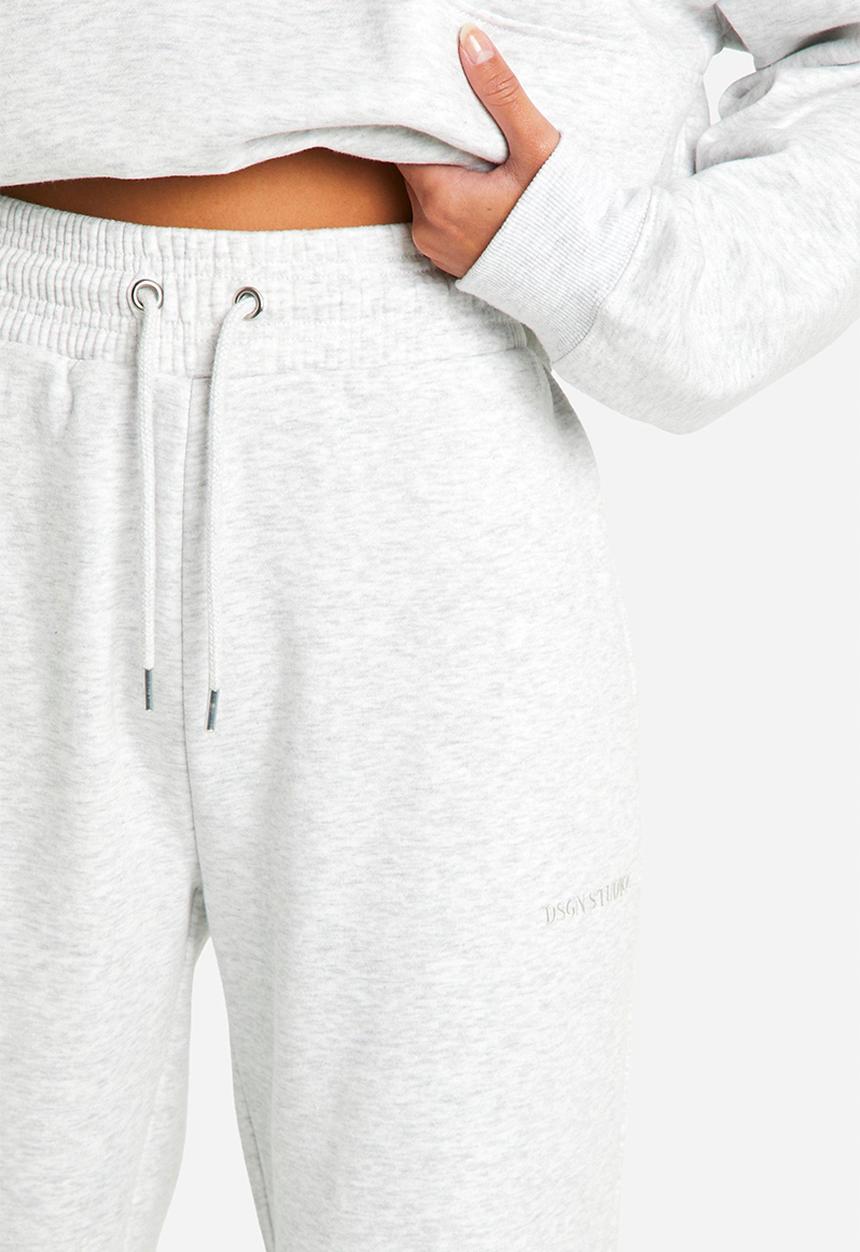 boohoo - Dsgn studio embroidered wide leg jogger - ash grey