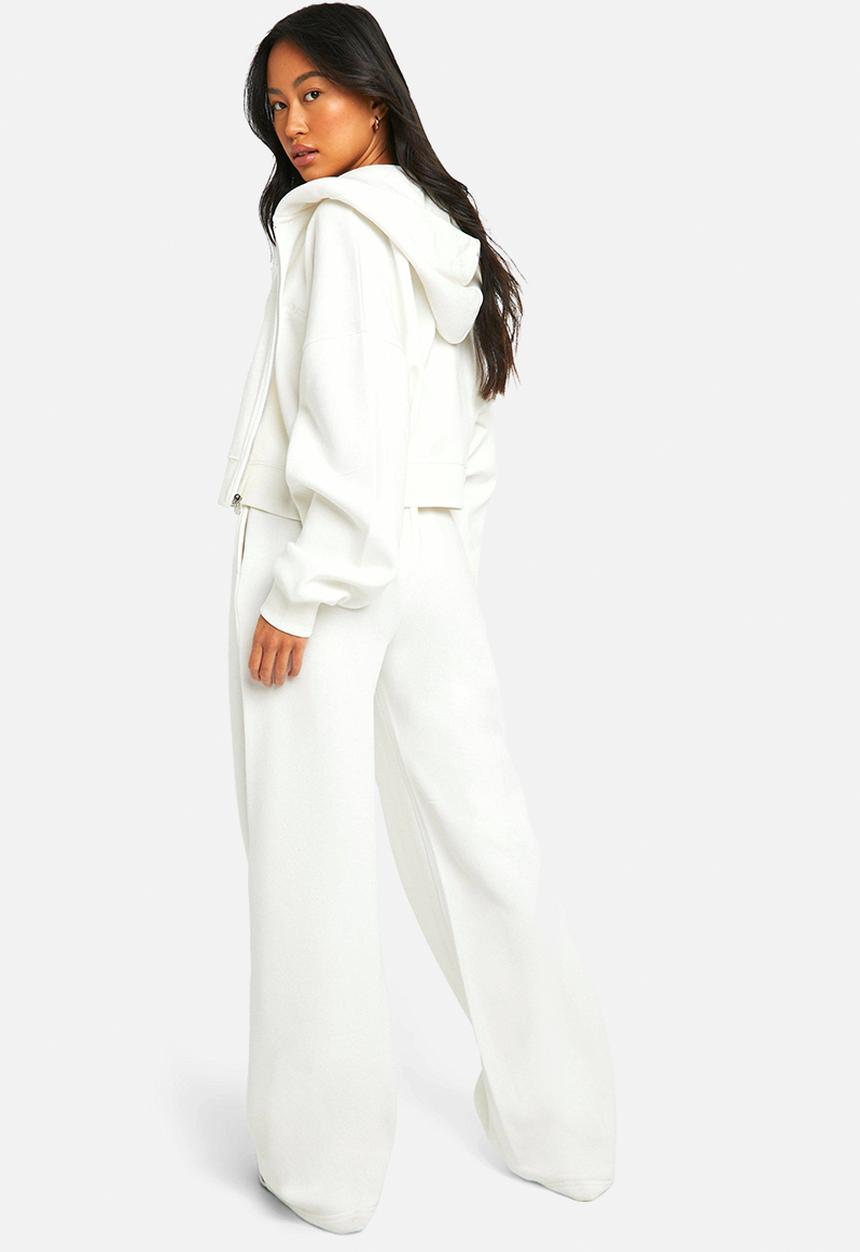 boohoo - Dsgn studio embroidered wide leg jogger - ecru