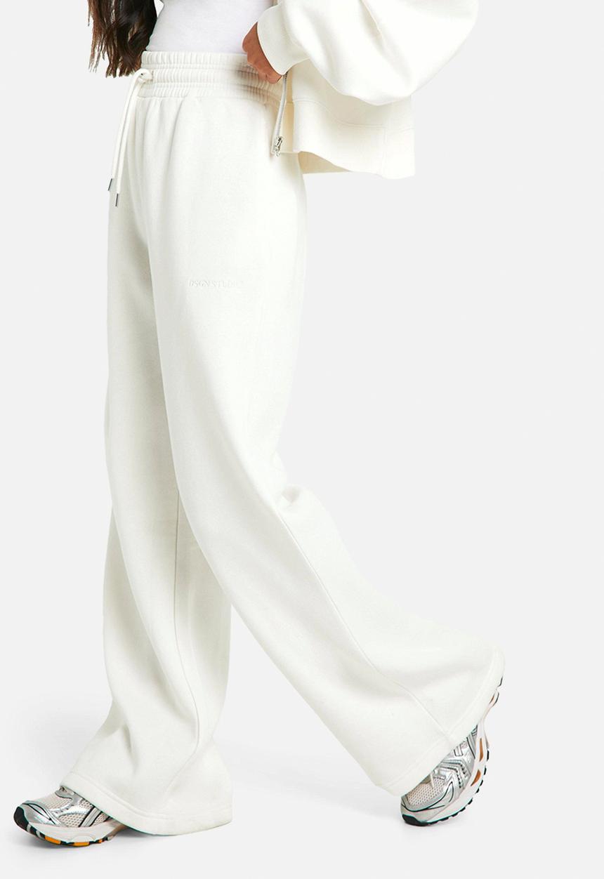 boohoo - Dsgn studio embroidered wide leg jogger - ecru