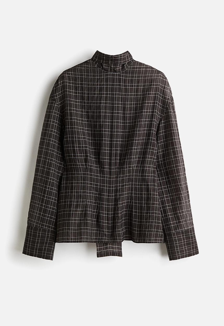 H&M - Bow-collar blouse - black checked