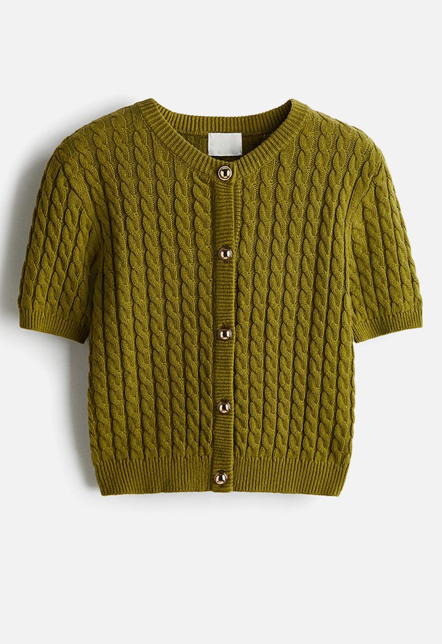 H&M - Cable-knit cardigan - olive green 