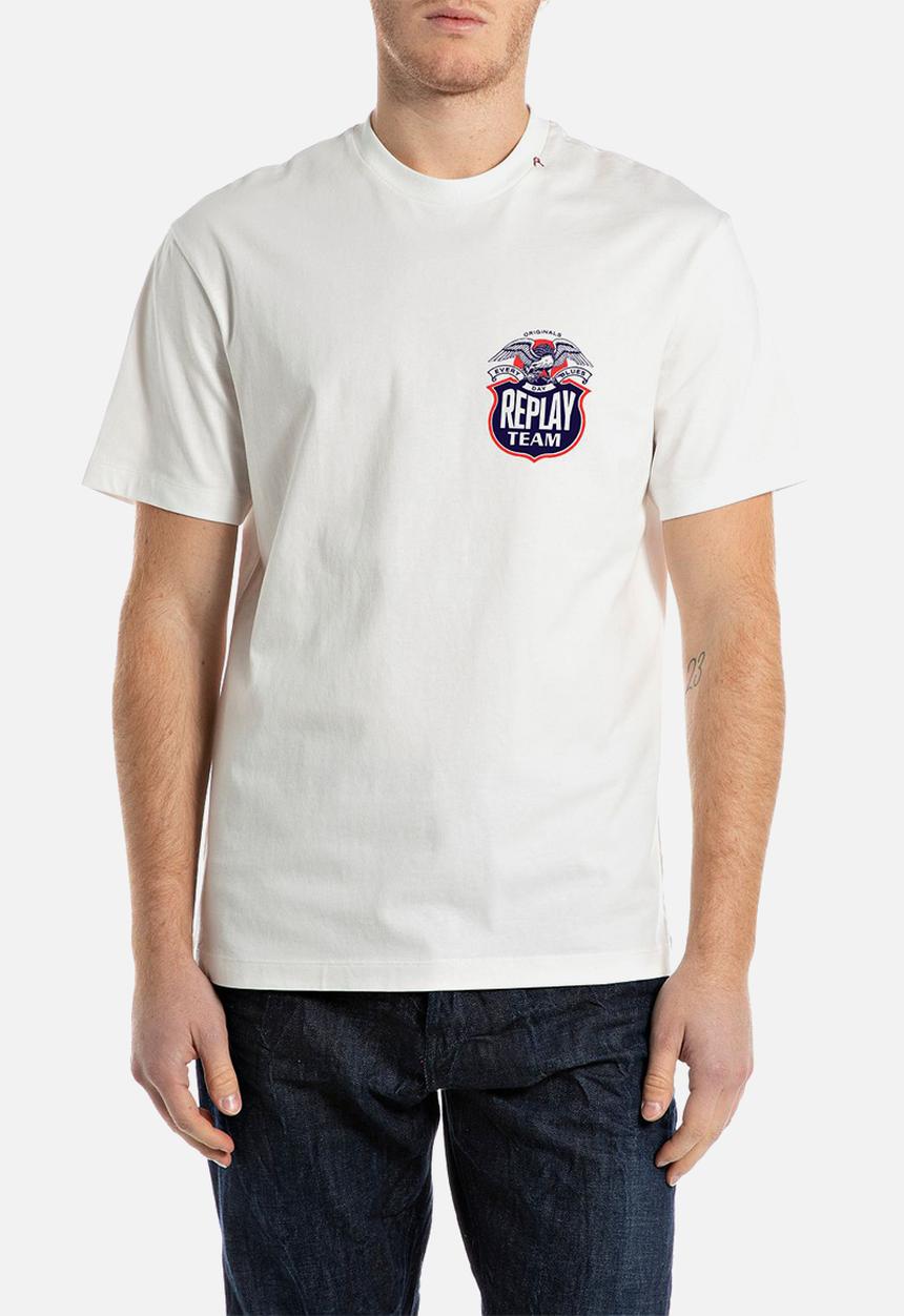 Replay - PIECE DYED HEAVY COTTON JERSEY - white