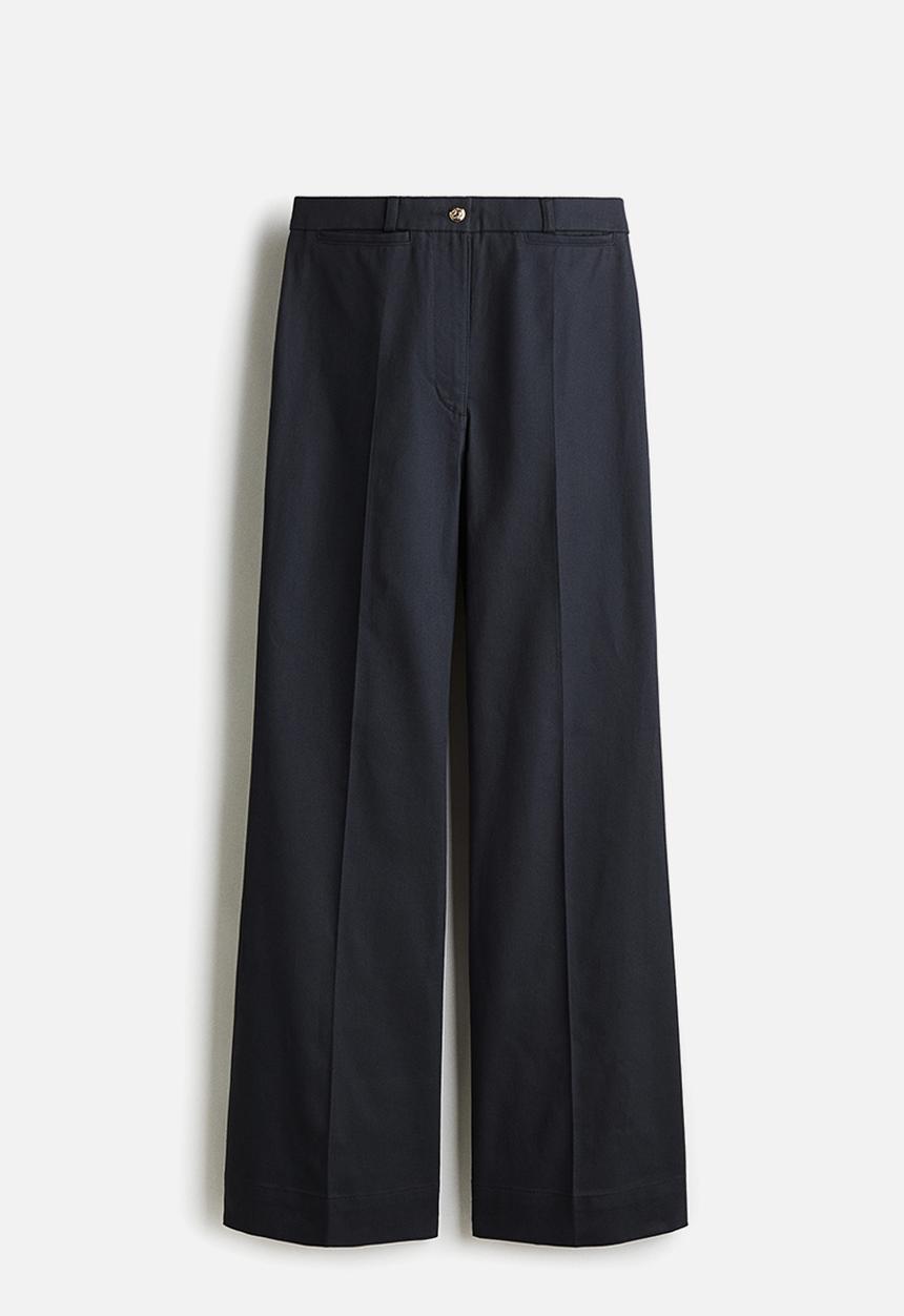 H&M - Flared twill trousers - navy blue 